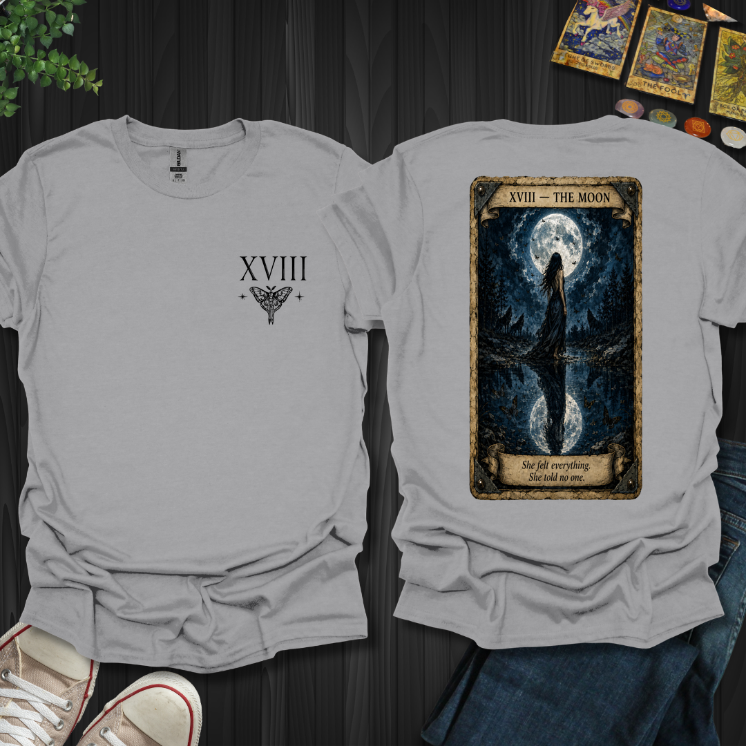 The Moon Dark Tarot Series Front and Back T-Shirt
