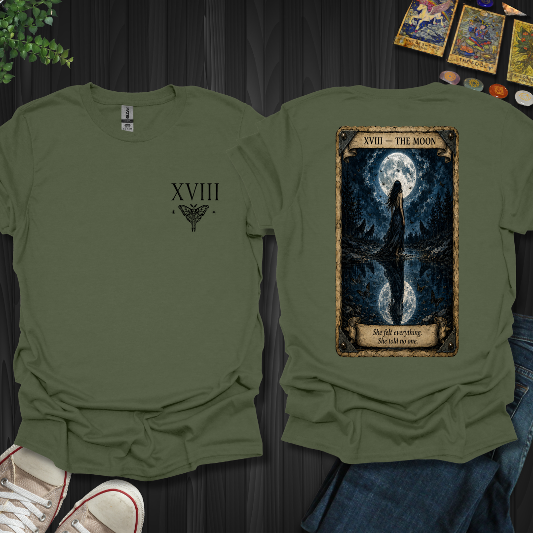 The Moon Dark Tarot Series Front and Back T-Shirt