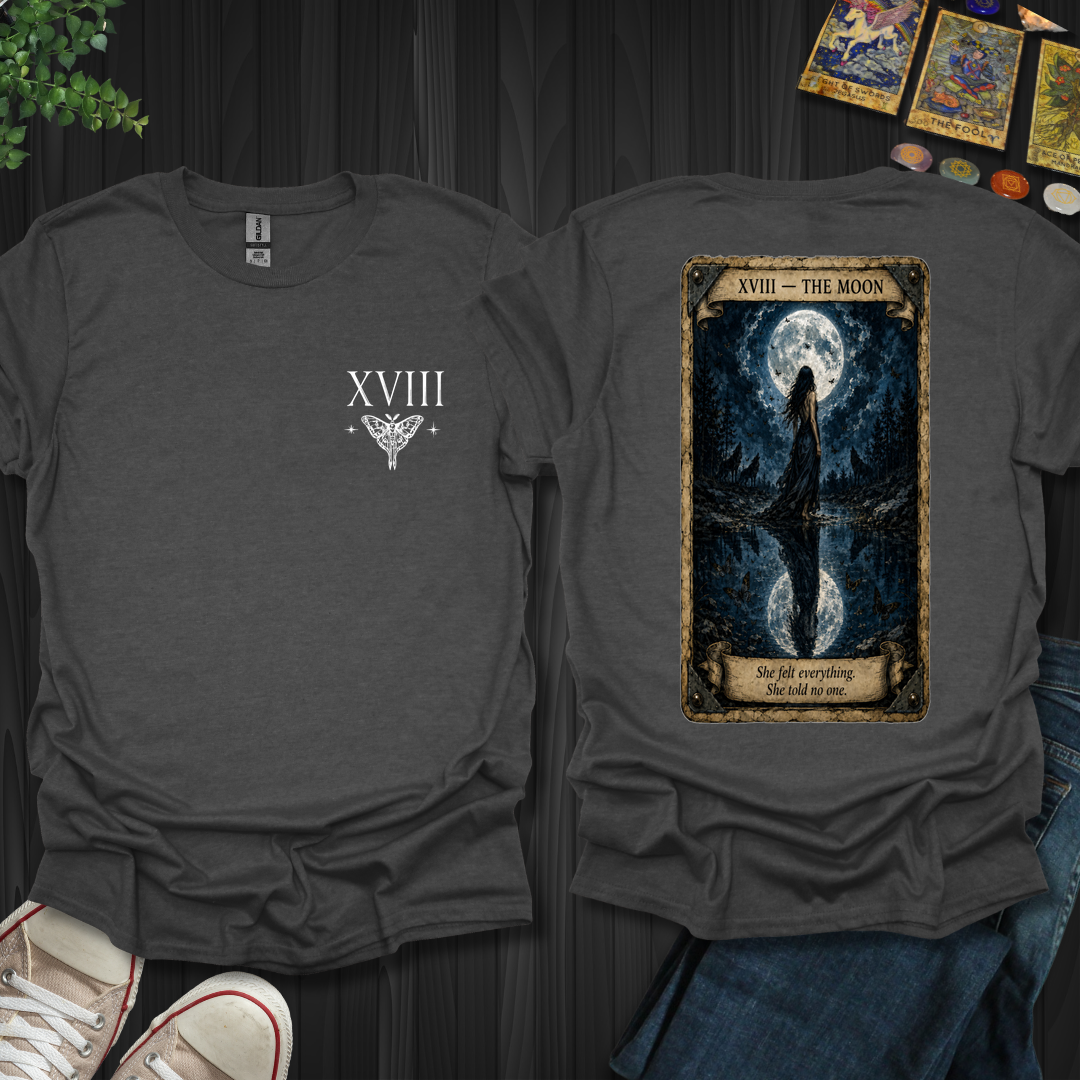 The Moon Dark Tarot Series Front and Back T-Shirt