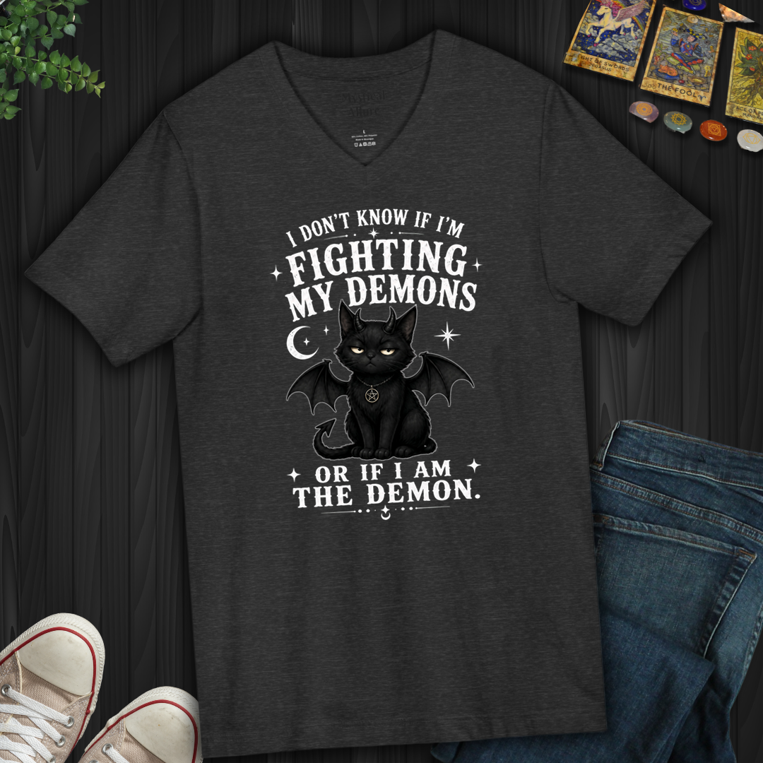 Fighting The Demon Or Am The Demon- V-Neck