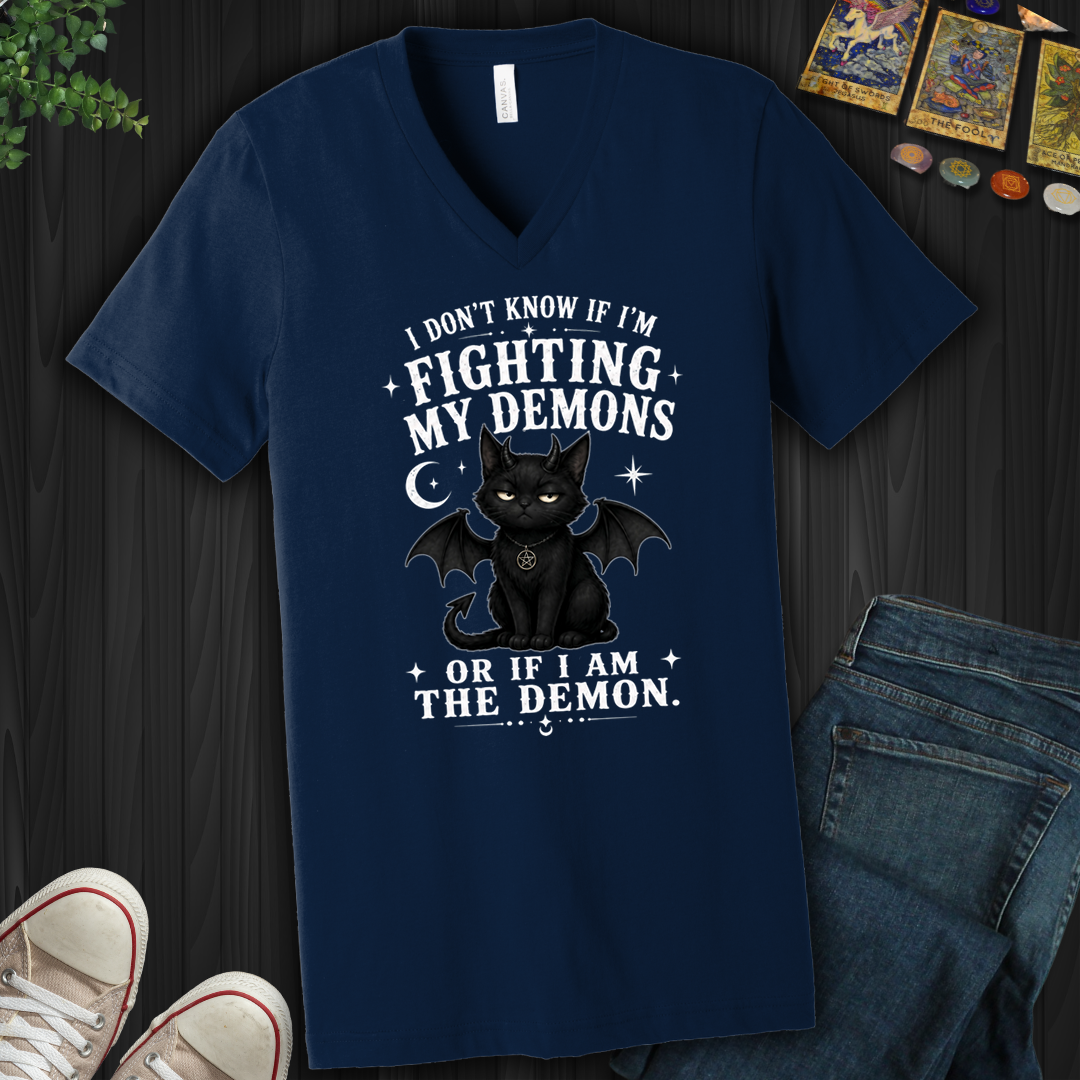 Fighting The Demon Or Am The Demon- V-Neck
