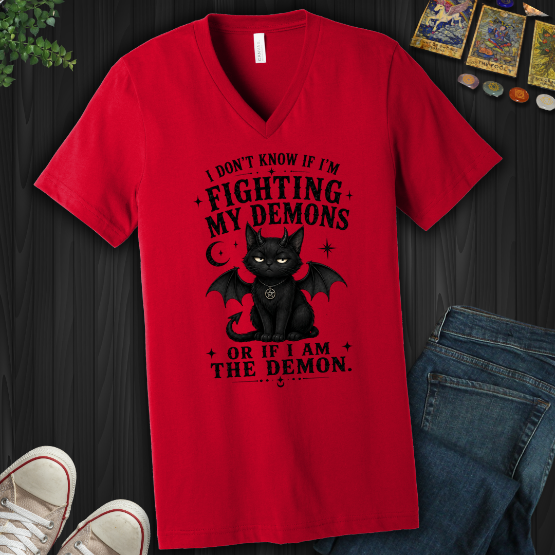 Fighting The Demon Or Am The Demon- V-Neck