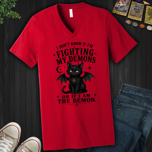 Fighting The Demon Or Am The Demon- V-Neck