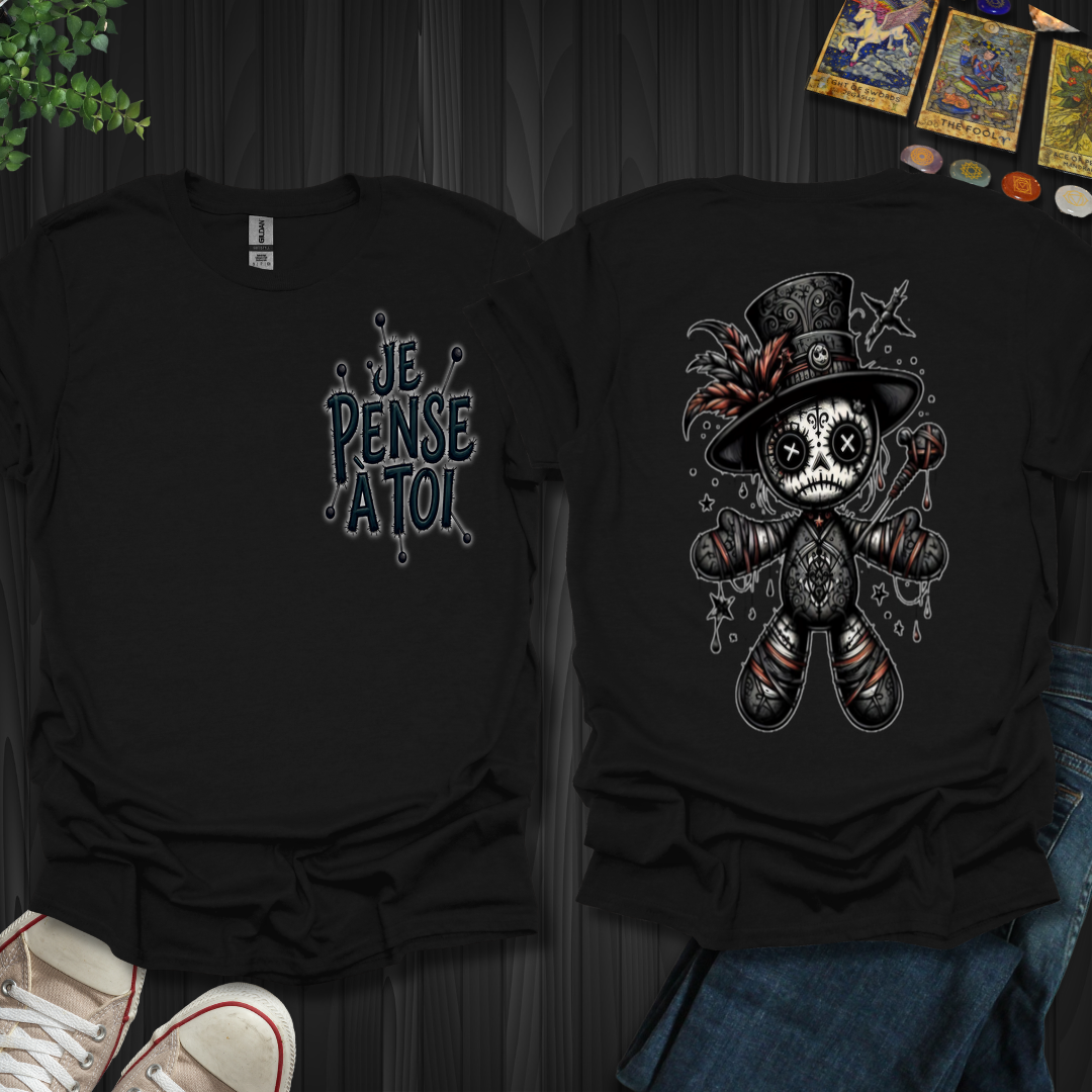 Je Pense à Toi Voodoo Doll Front & Back T-Shirt