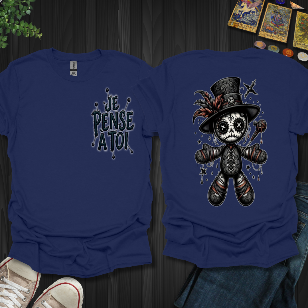 Je Pense à Toi Voodoo Doll Front & Back T-Shirt