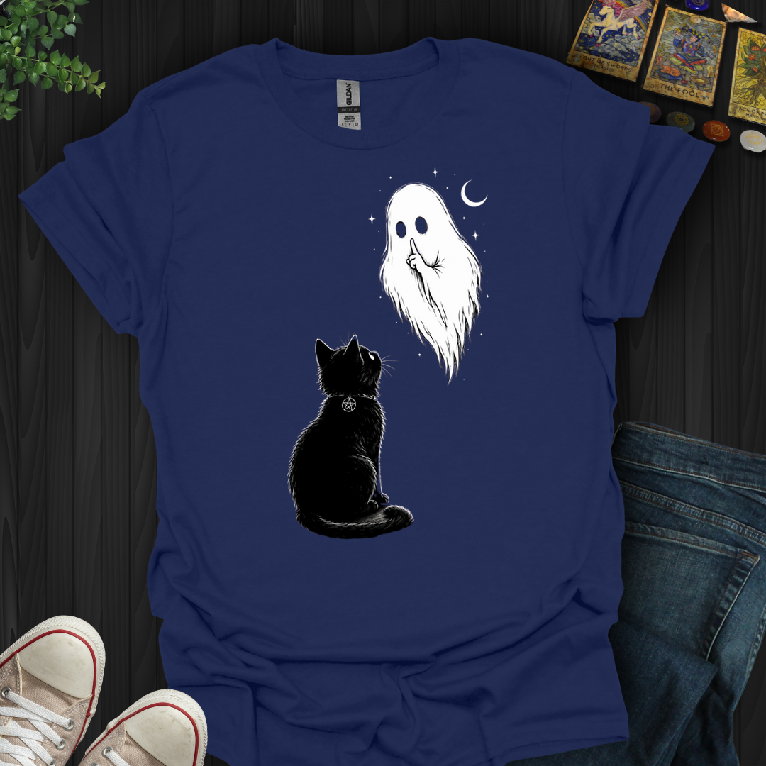 Cat And Ghost- T-Shirt