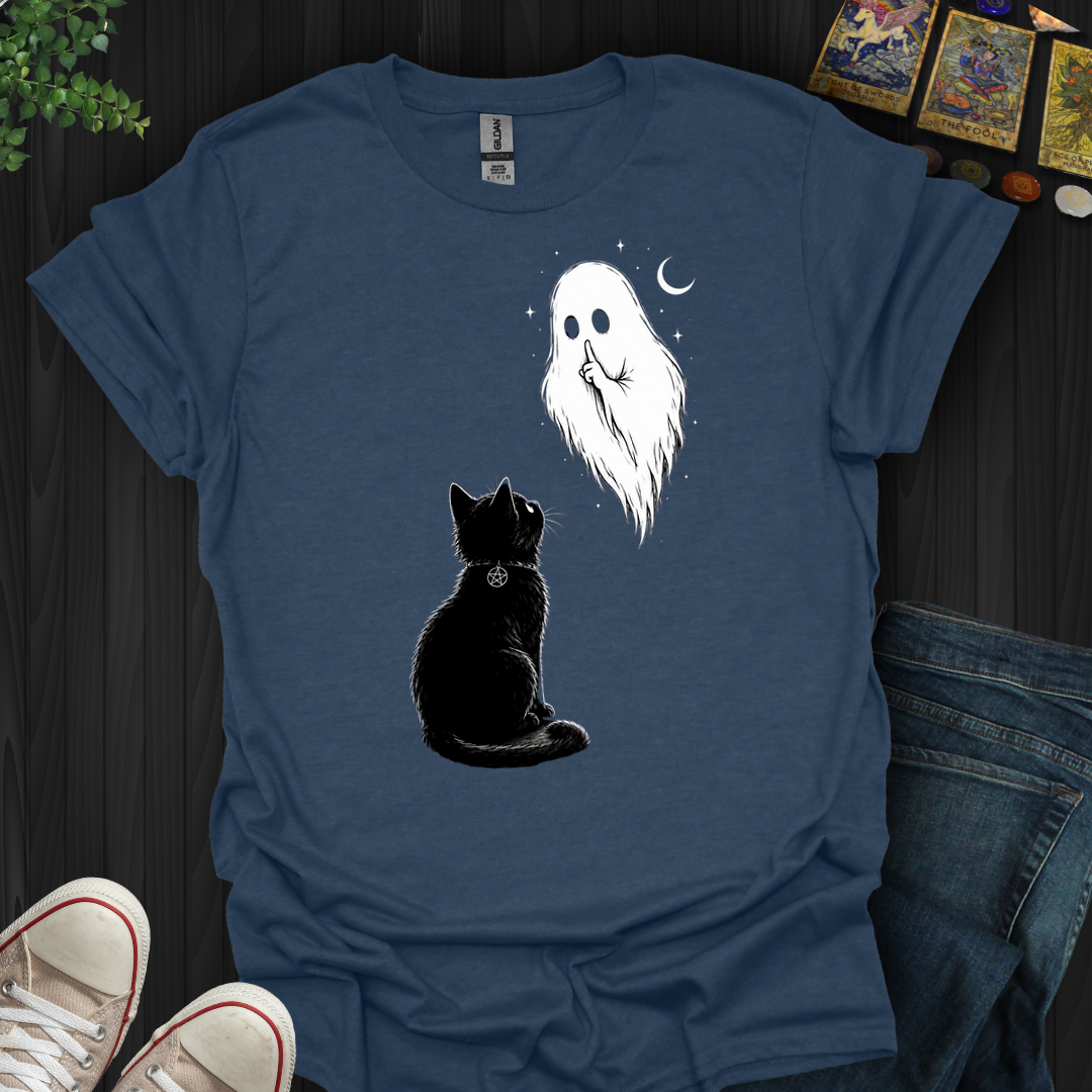 Cat And Ghost- T-Shirt