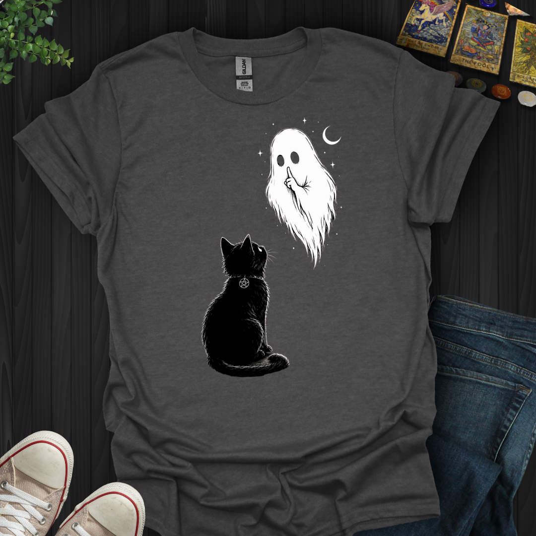 Cat And Ghost- T-Shirt