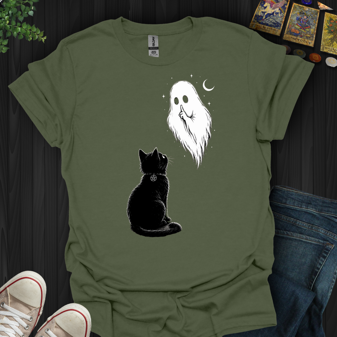 Cat And Ghost- T-Shirt