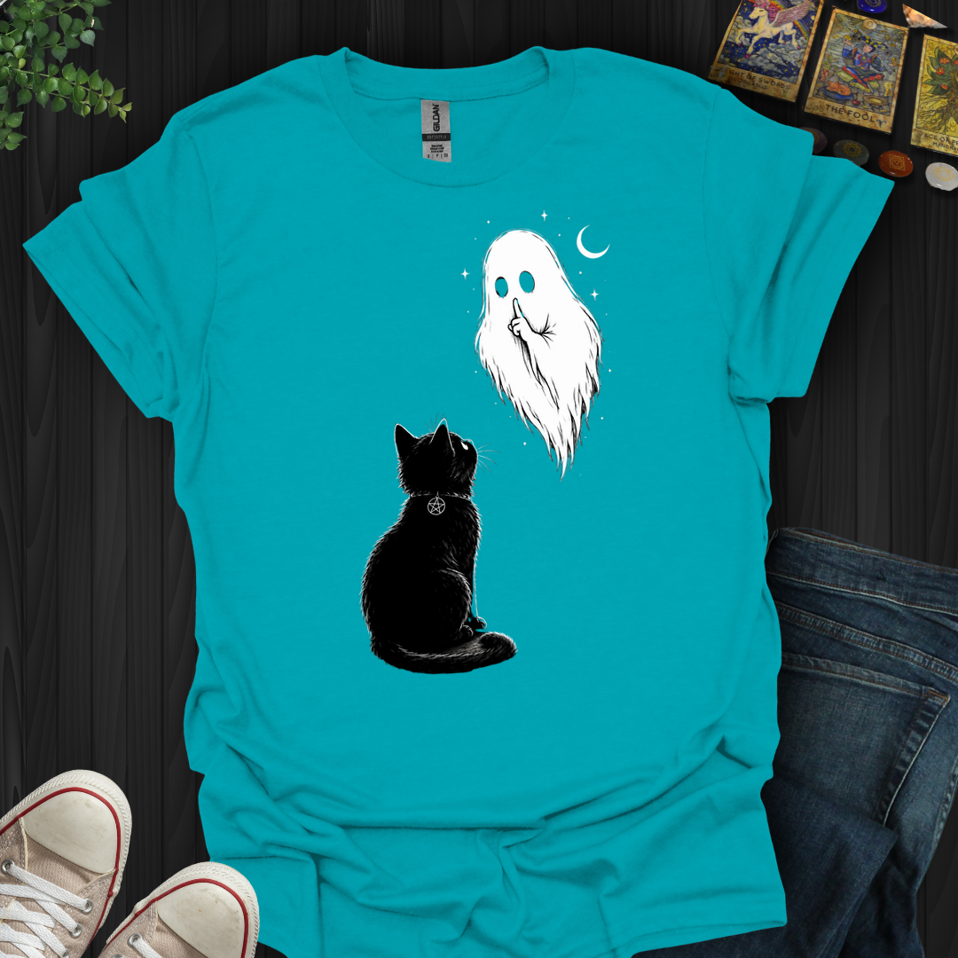 Cat And Ghost- T-Shirt