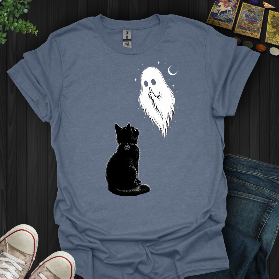 Cat And Ghost- T-Shirt