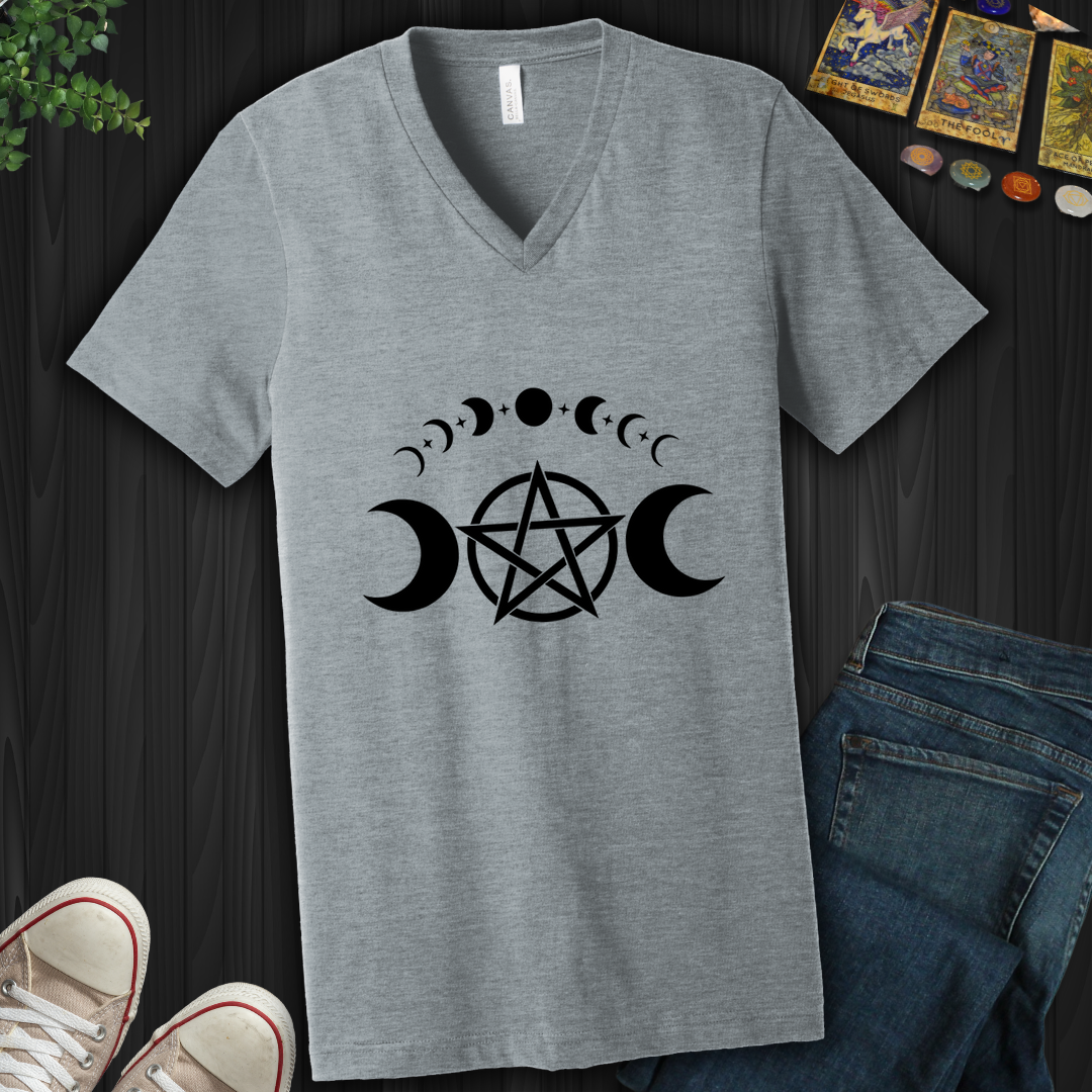 Pentagram Moon Phases V-Neck