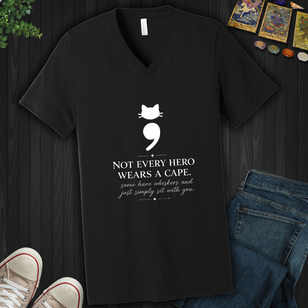 Cat Semicolon- V-Neck