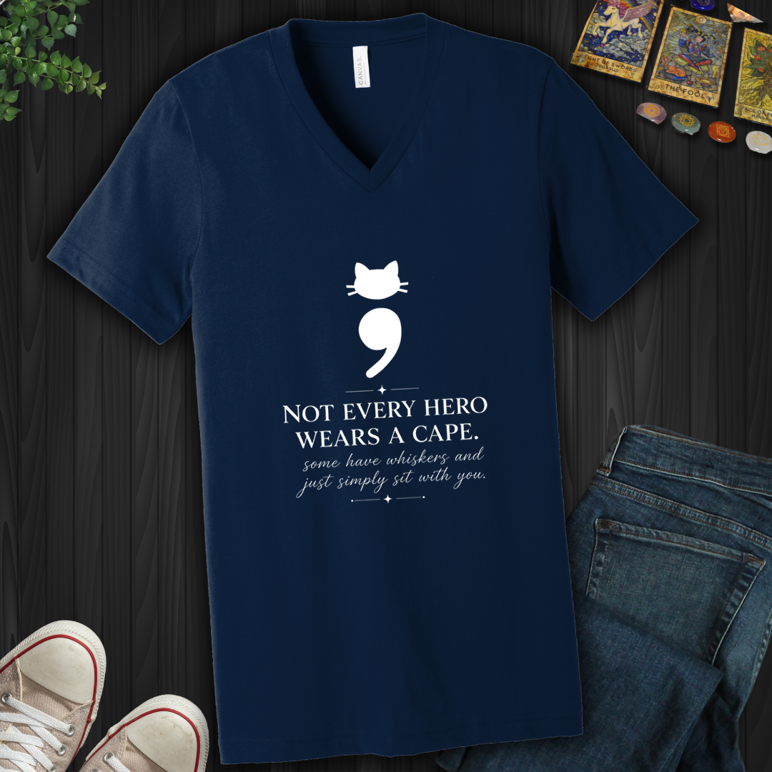 Cat Semicolon- V-Neck