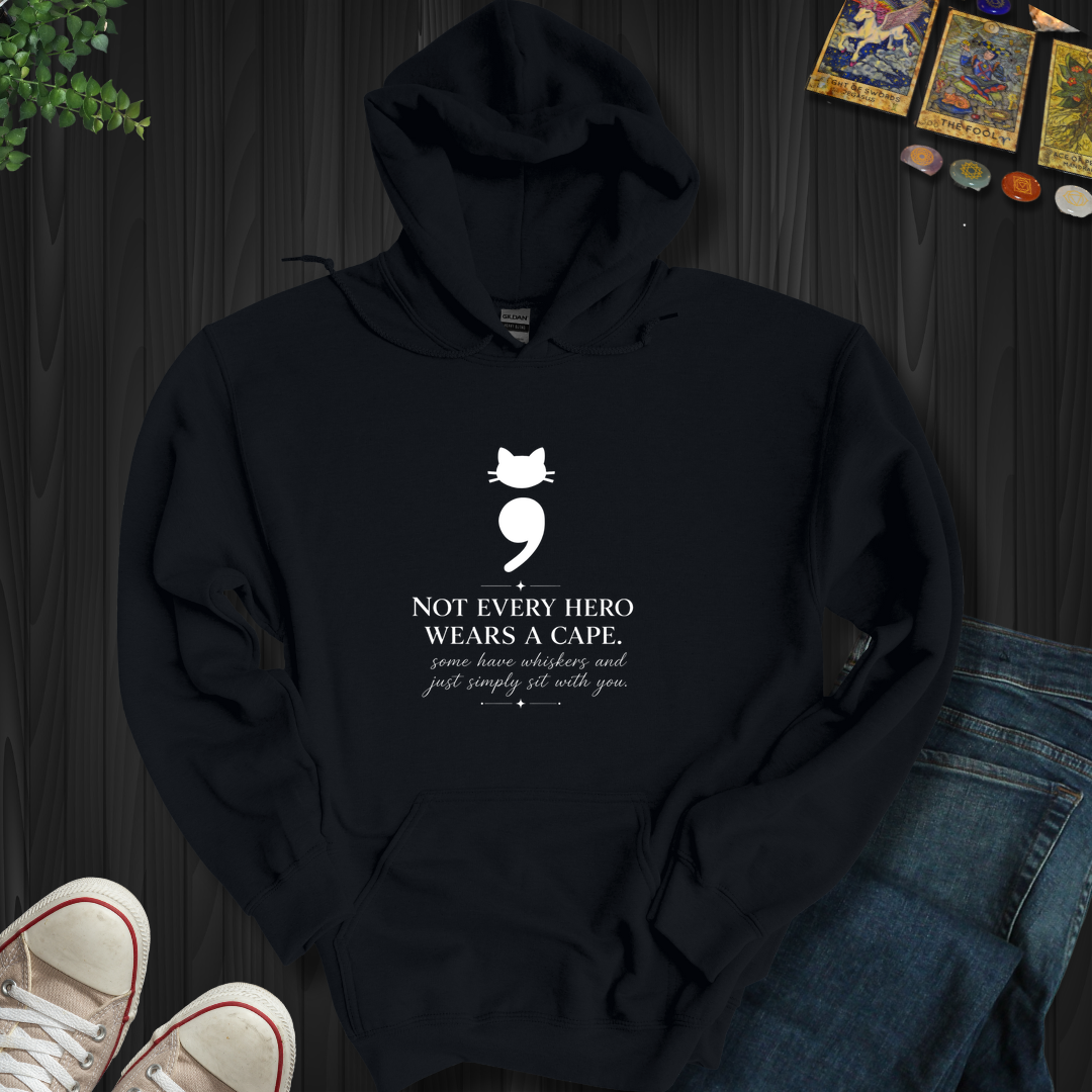 Cat Semicolon- Hooded Sweatshirt