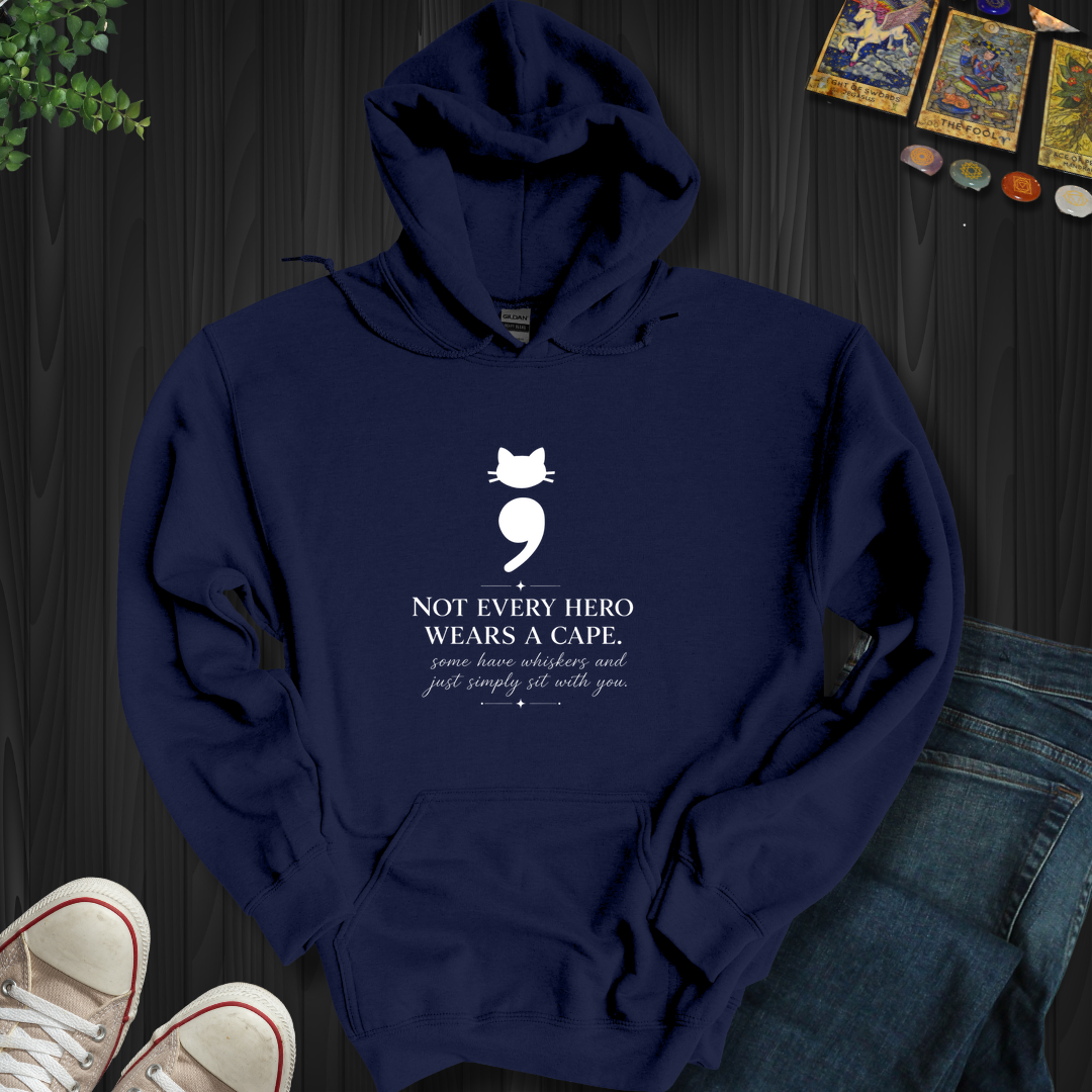 Cat Semicolon- Hooded Sweatshirt