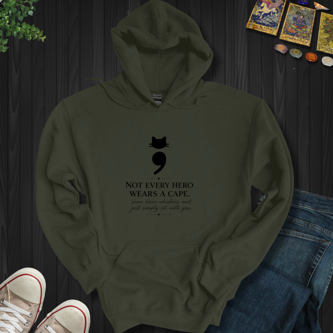 Cat Semicolon- Hooded Sweatshirt