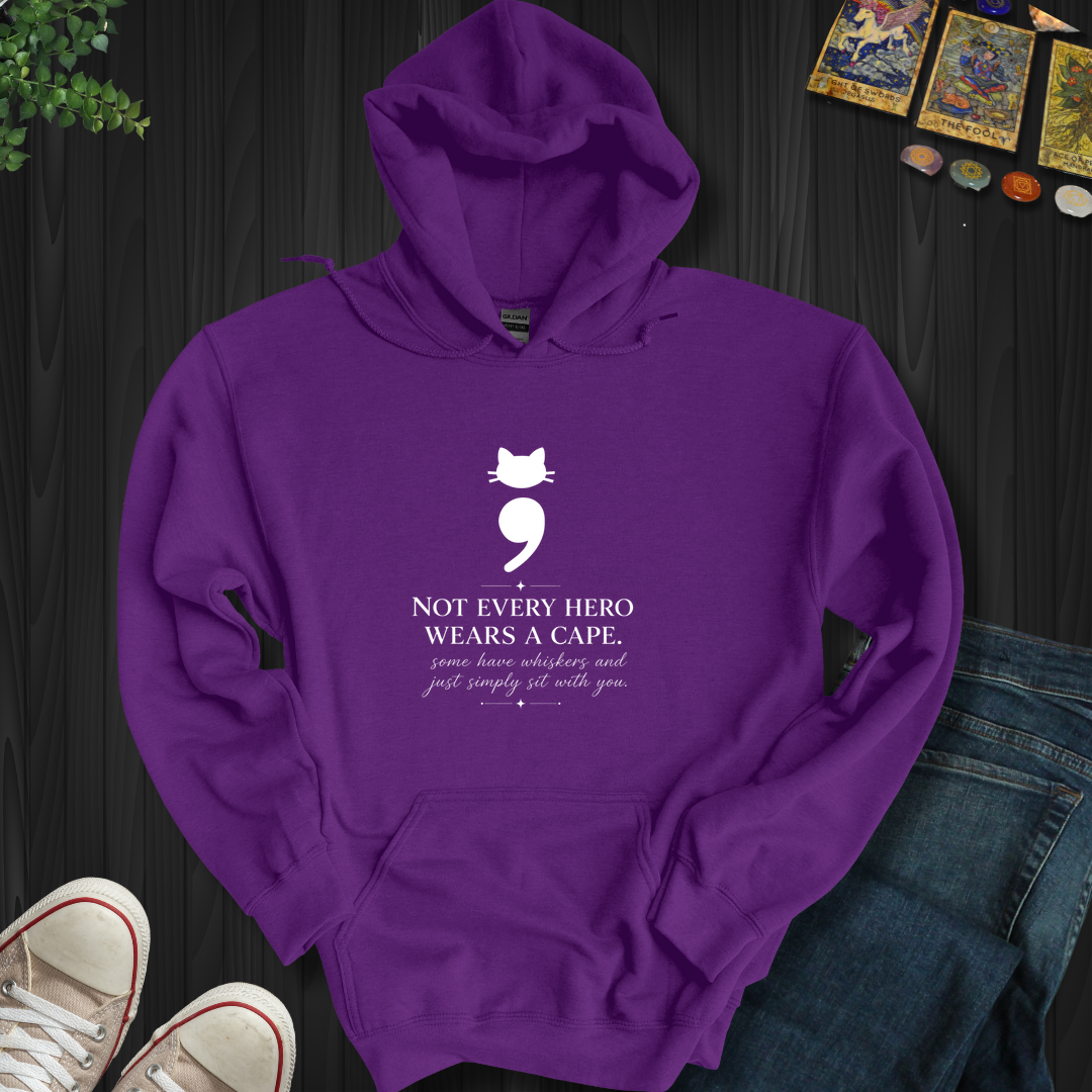 Cat Semicolon- Hooded Sweatshirt