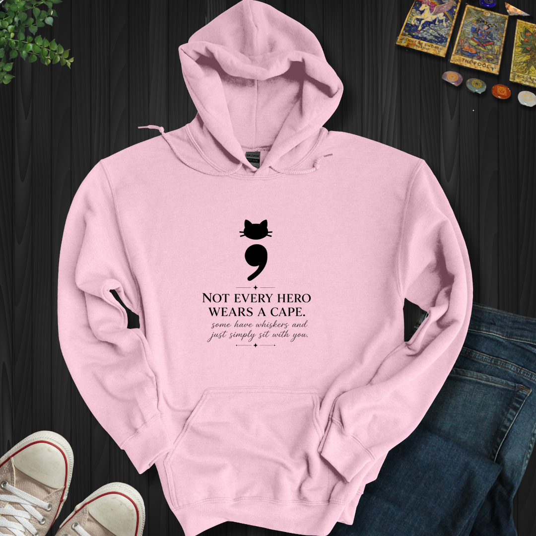Cat Semicolon- Hooded Sweatshirt