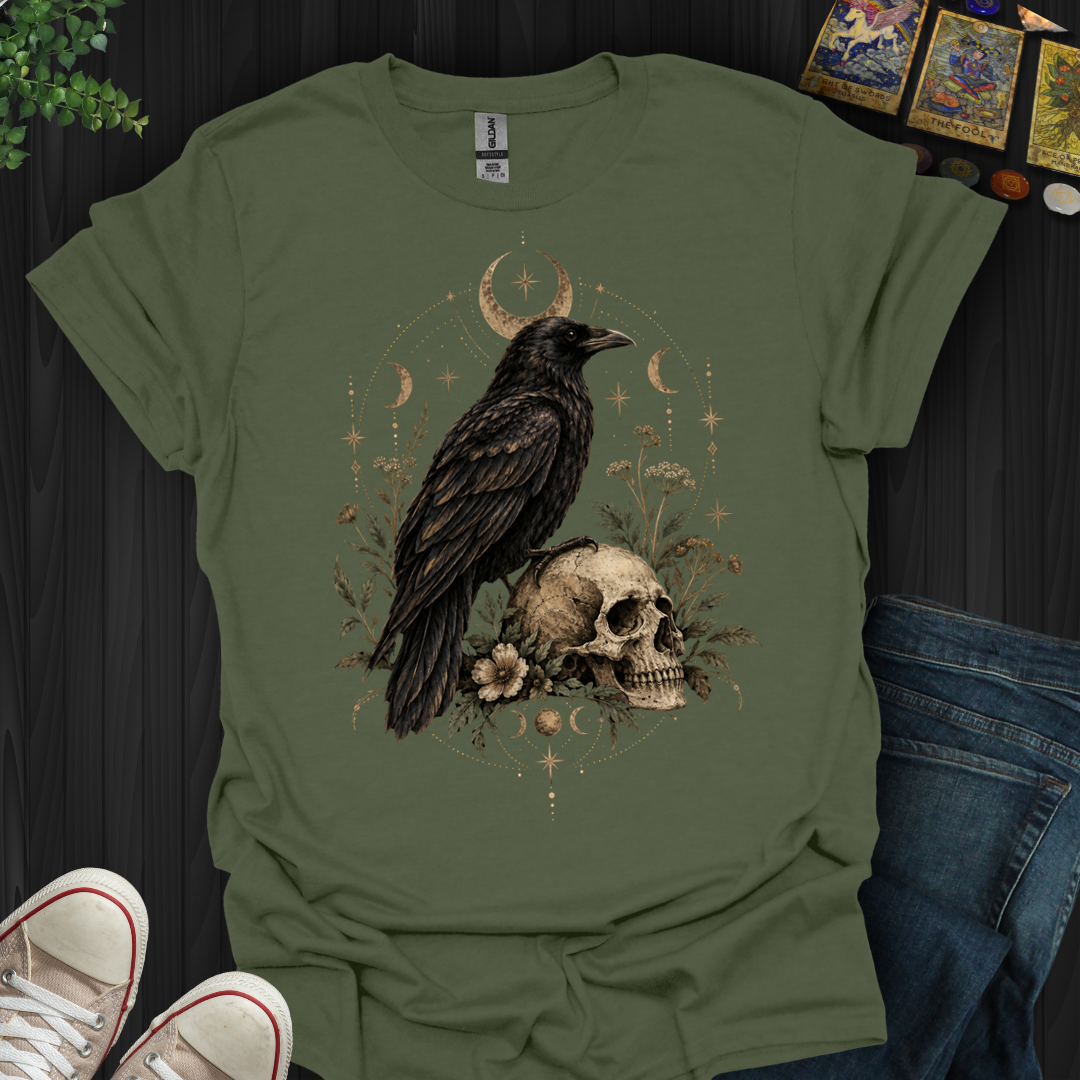 Celestial Raven And Skull- T-Shirt
