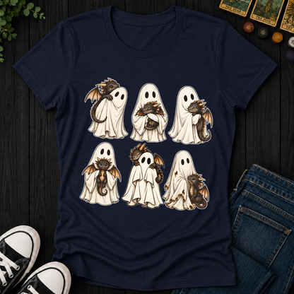 Ghost With Baby Dragon- Women's Fitted Tee