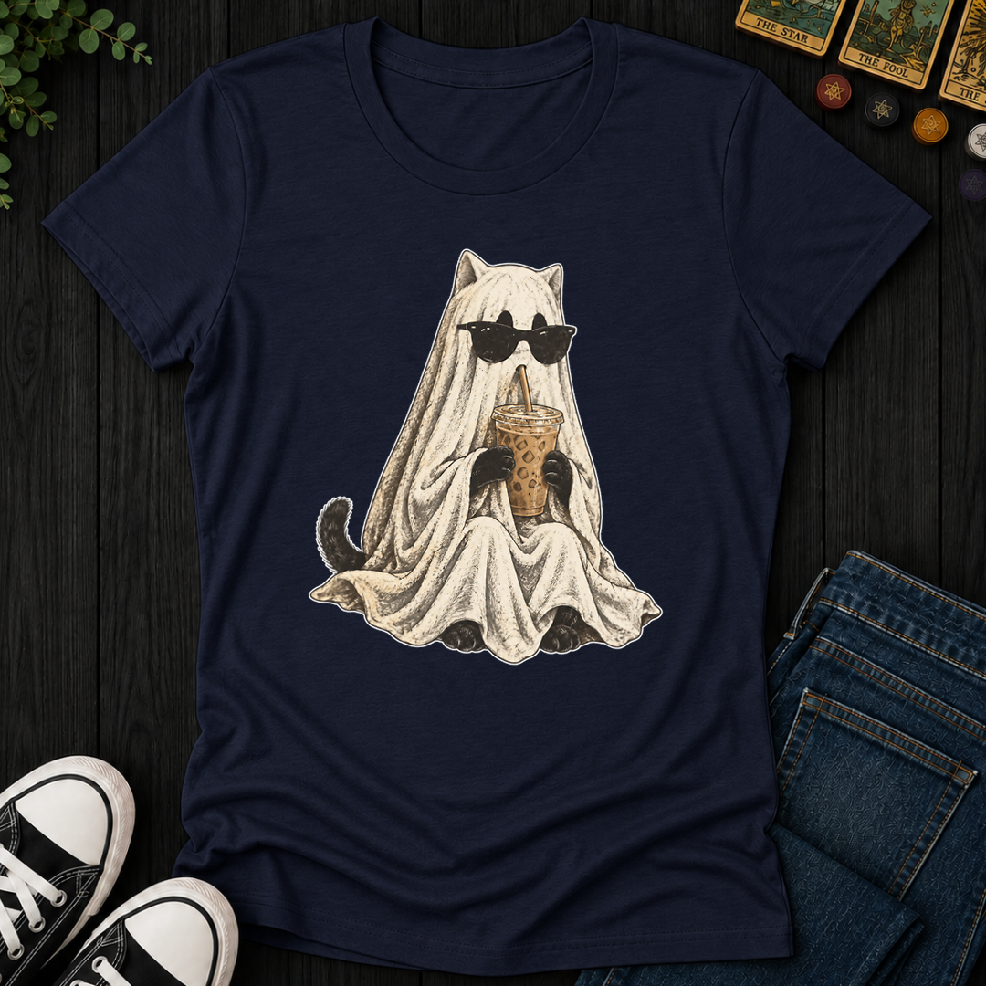 Ghost Cat- Women's Fitted Tee