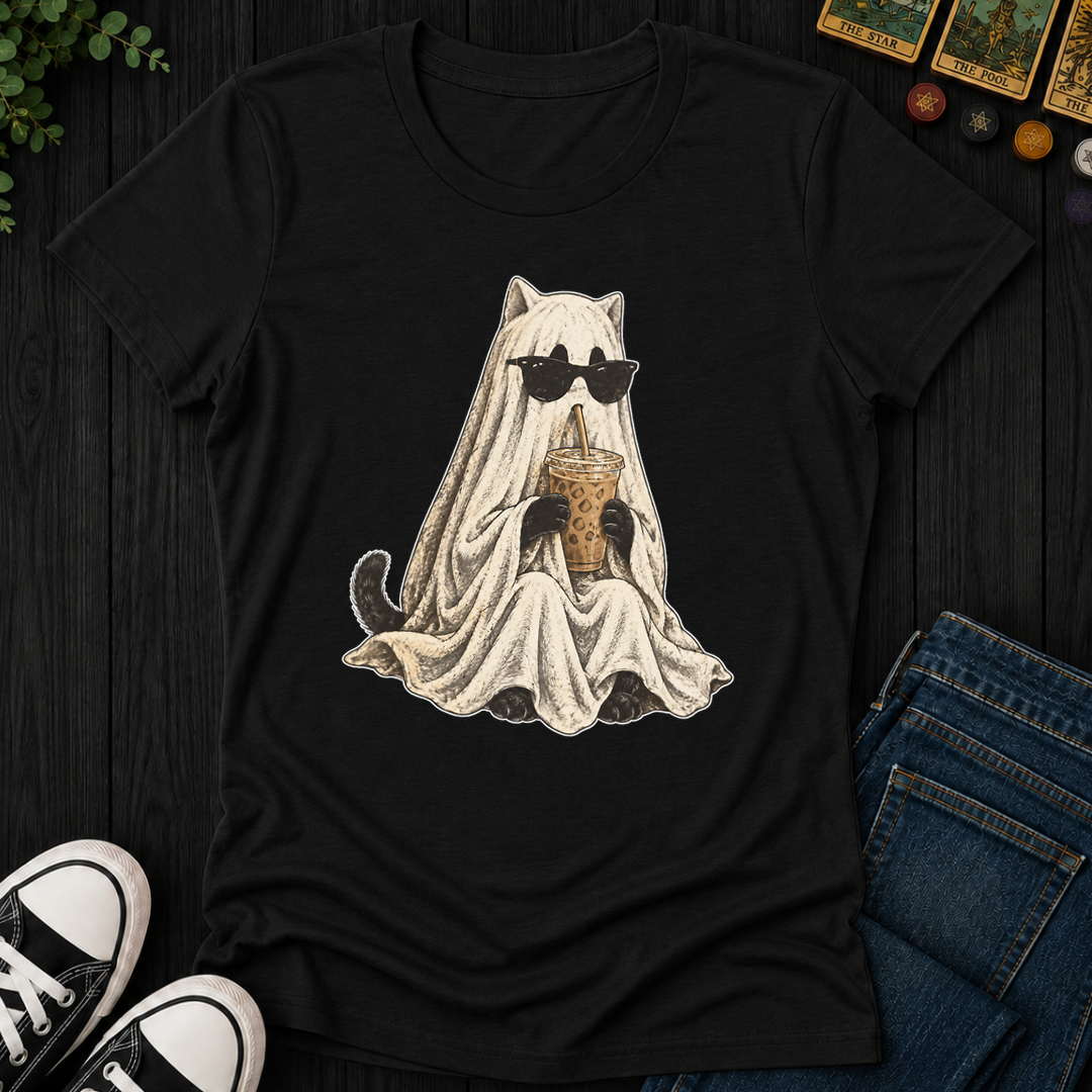 Ghost Cat- Women's Fitted Tee