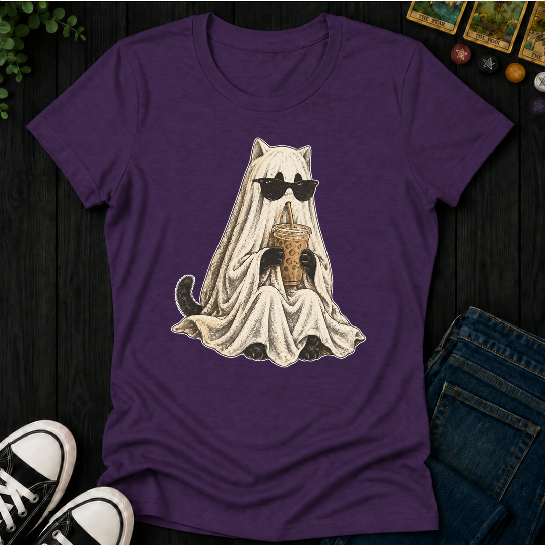 Ghost Cat- Women's Fitted Tee
