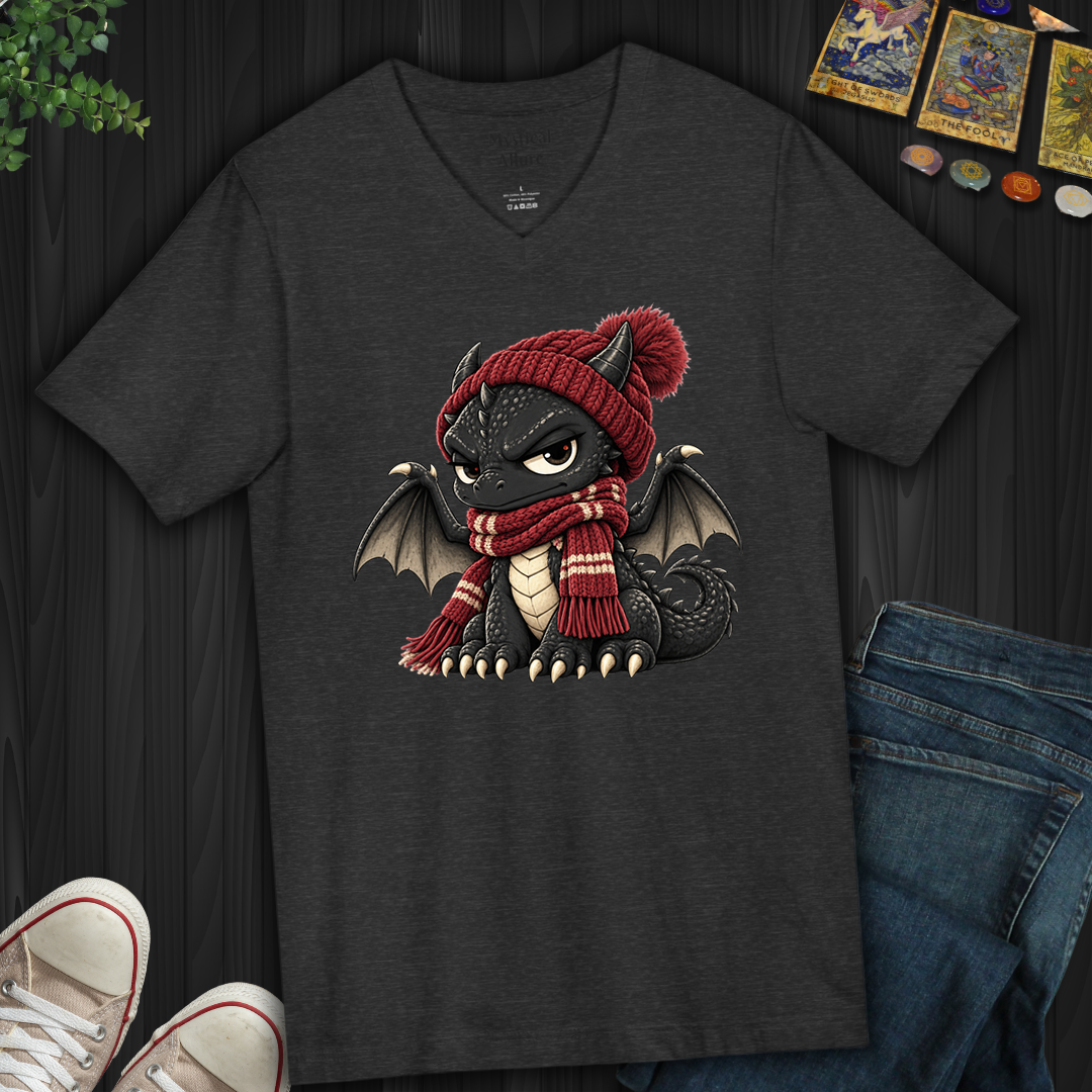 Grumpy Winter Dragon- V-Neck