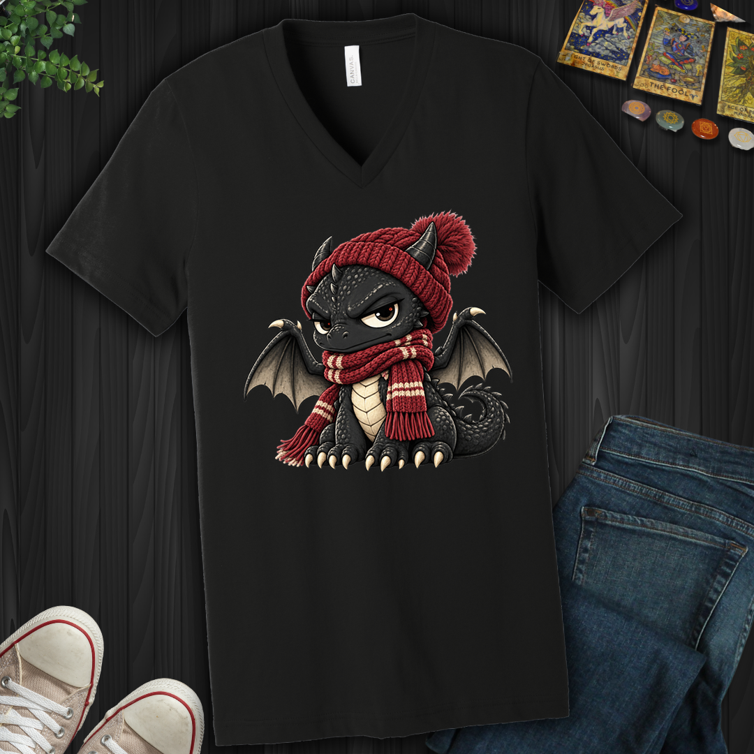 Grumpy Winter Dragon- V-Neck