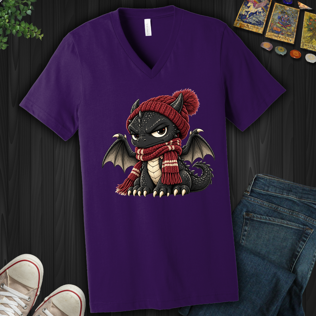 Grumpy Winter Dragon- V-Neck