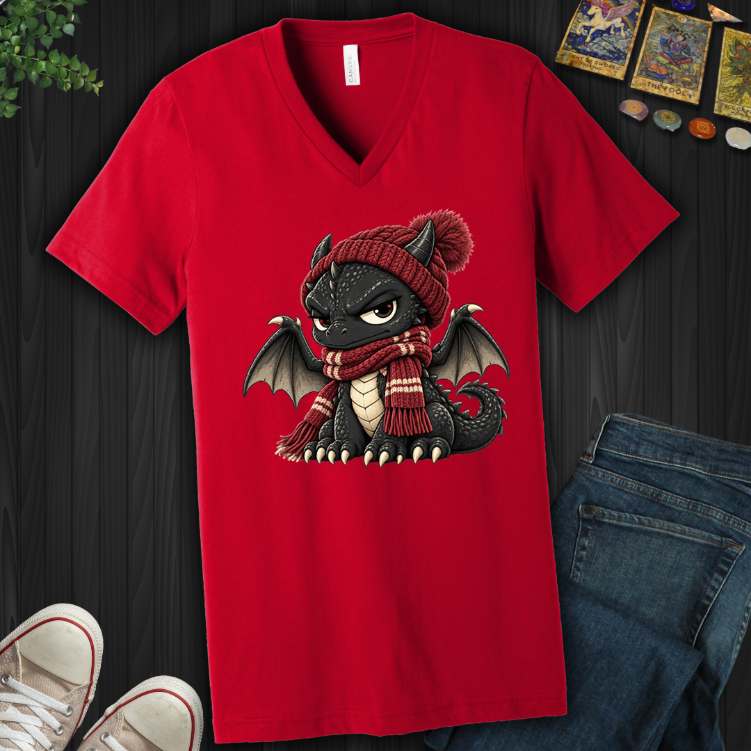 Grumpy Winter Dragon- V-Neck