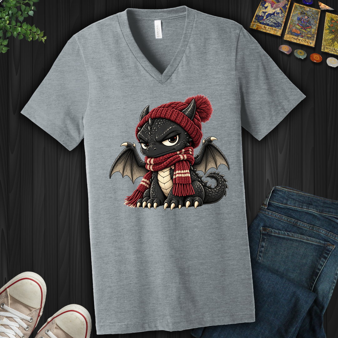Grumpy Winter Dragon- V-Neck