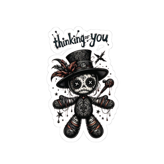 Thinking of You — Voodoo Doll Sticker (3")