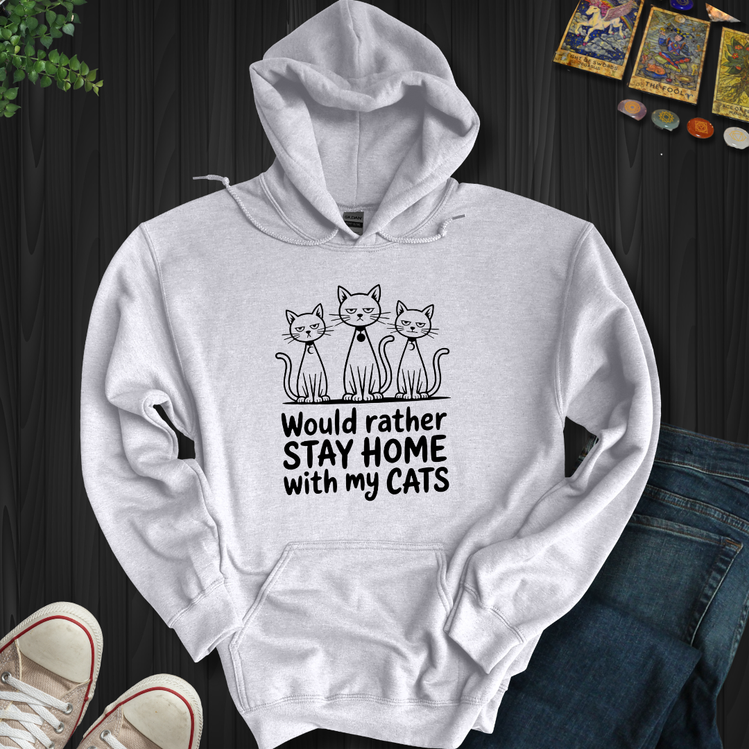 Rather Stay Home With My Cat Hooded Sweatshirt