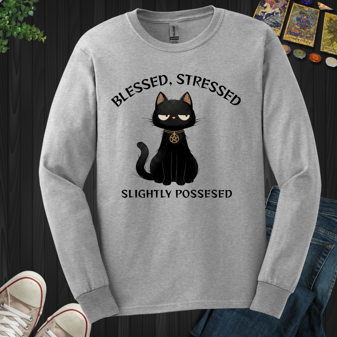 Blessed, Stressed, Slightly Possessed Long Sleeve Tee