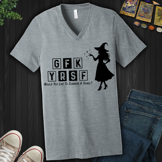 Summon A Vowel V-Neck Tee