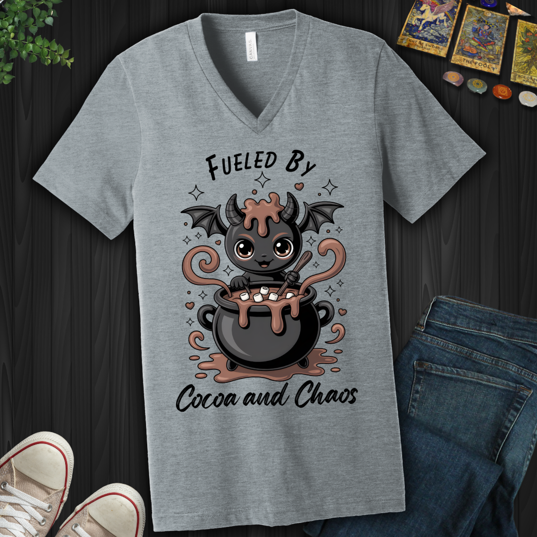 Fueled By Cocoa And Chaos V-Neck Tee