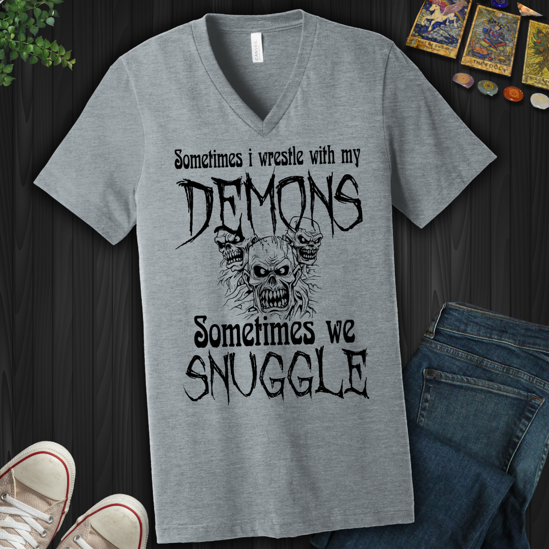 Sometimes I Wrestle With My Demons V-Neck Tee