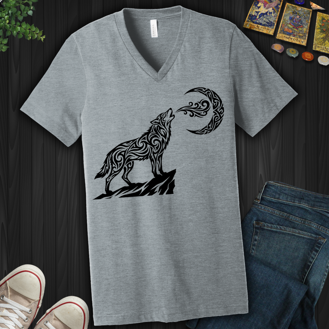 Tribal Wolf V-Neck