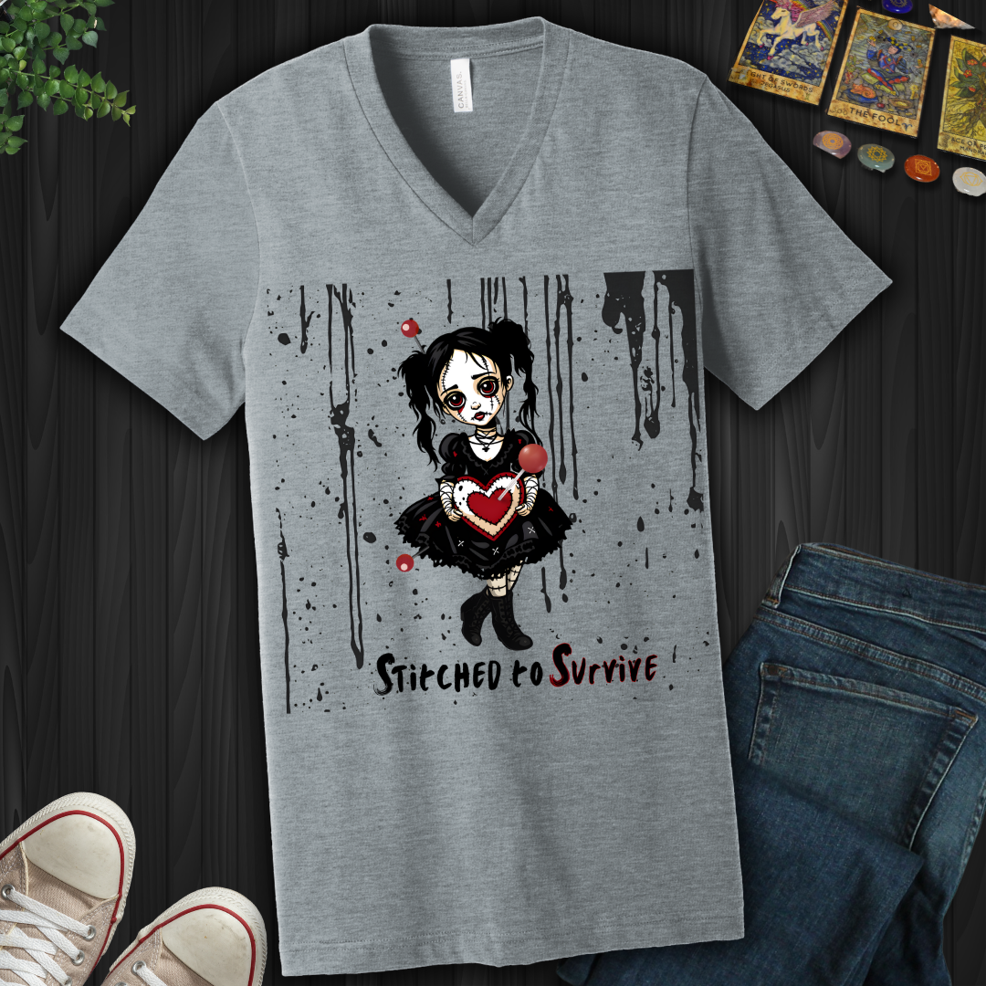 Stitched To Survive  V-Neck Tee