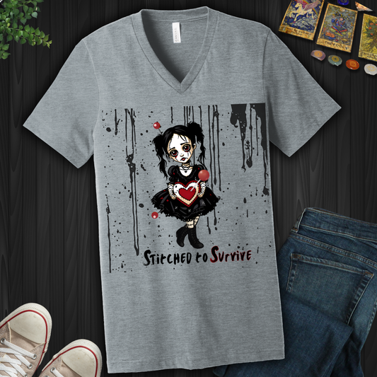 Stitched To Survive  V-Neck Tee