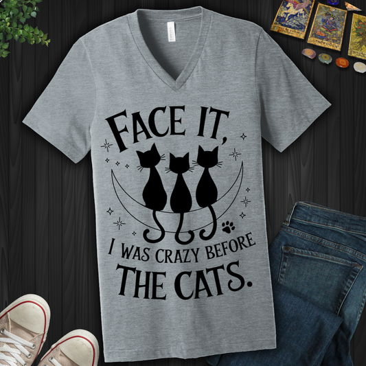 Crazy Before Cats V-Neck Tee