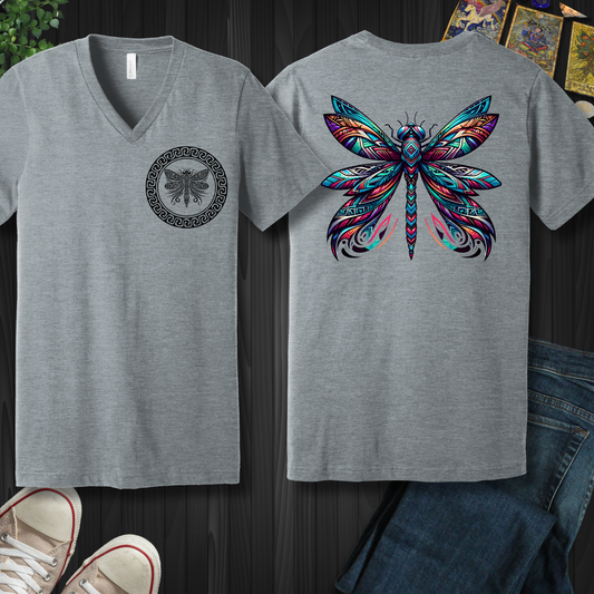 Tribal Dragonfly  V-Neck Tee