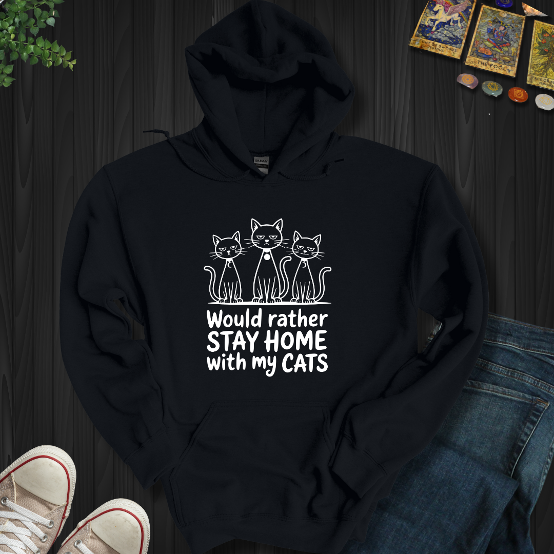 Rather Stay Home With My Cat Hooded Sweatshirt