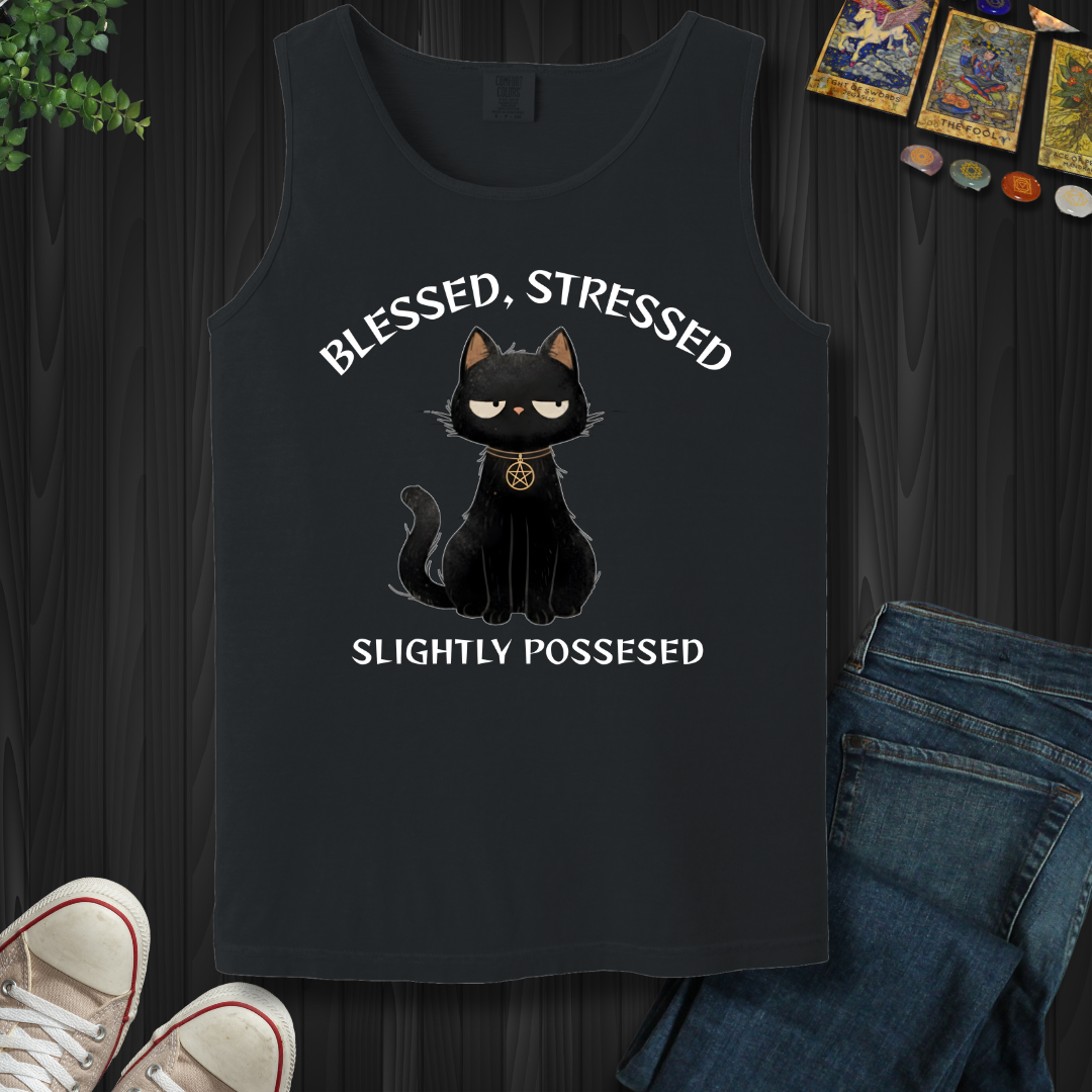 Blessed, Stressed, Slightly Possessed Tank Top