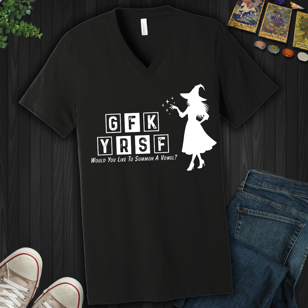 Summon A Vowel V-Neck Tee