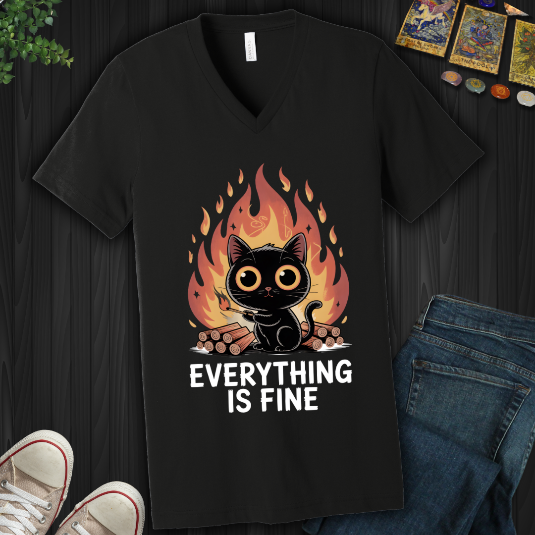 Everything Is Fine V-Neck Tee