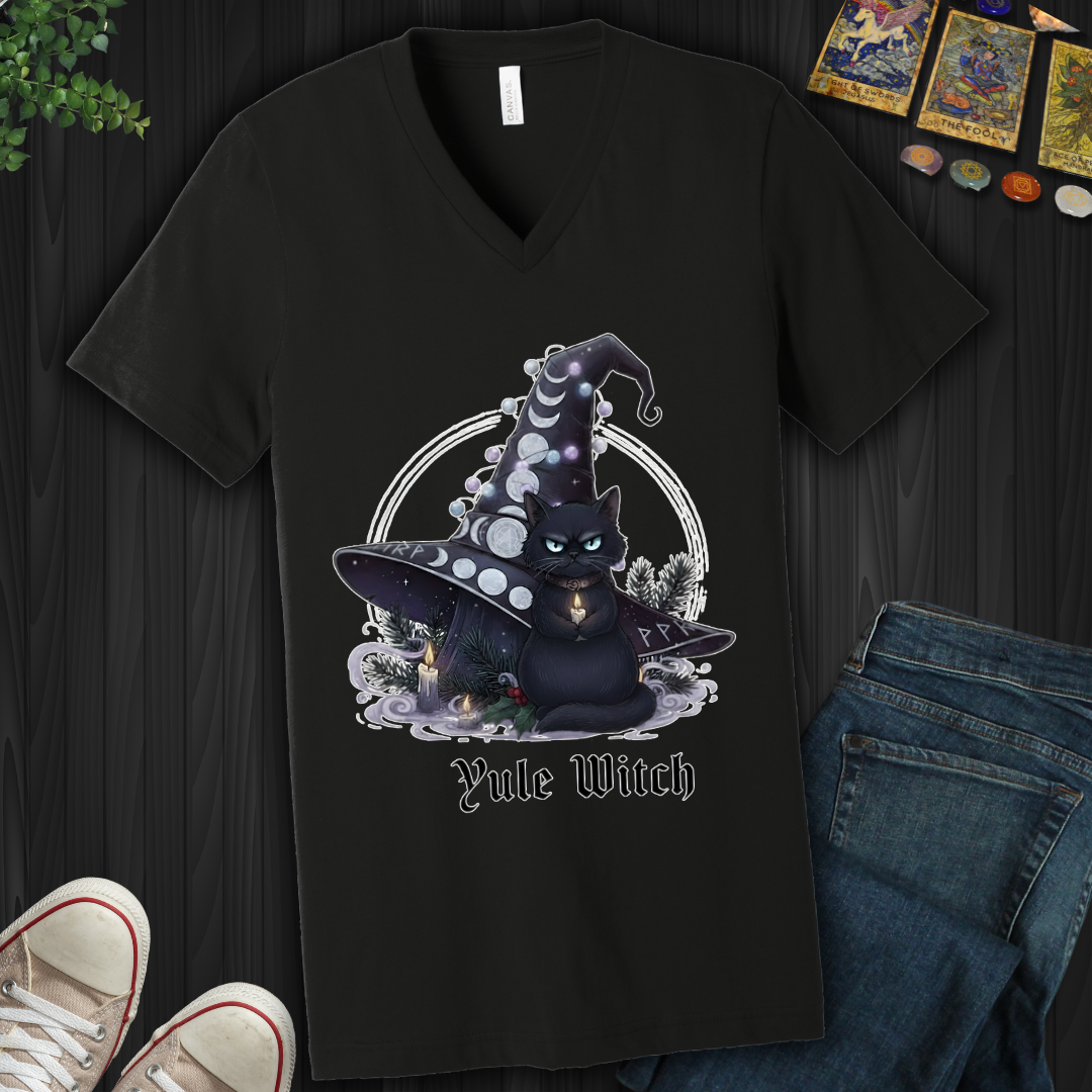The Yule Witch’s Familiar V-Neck Tee