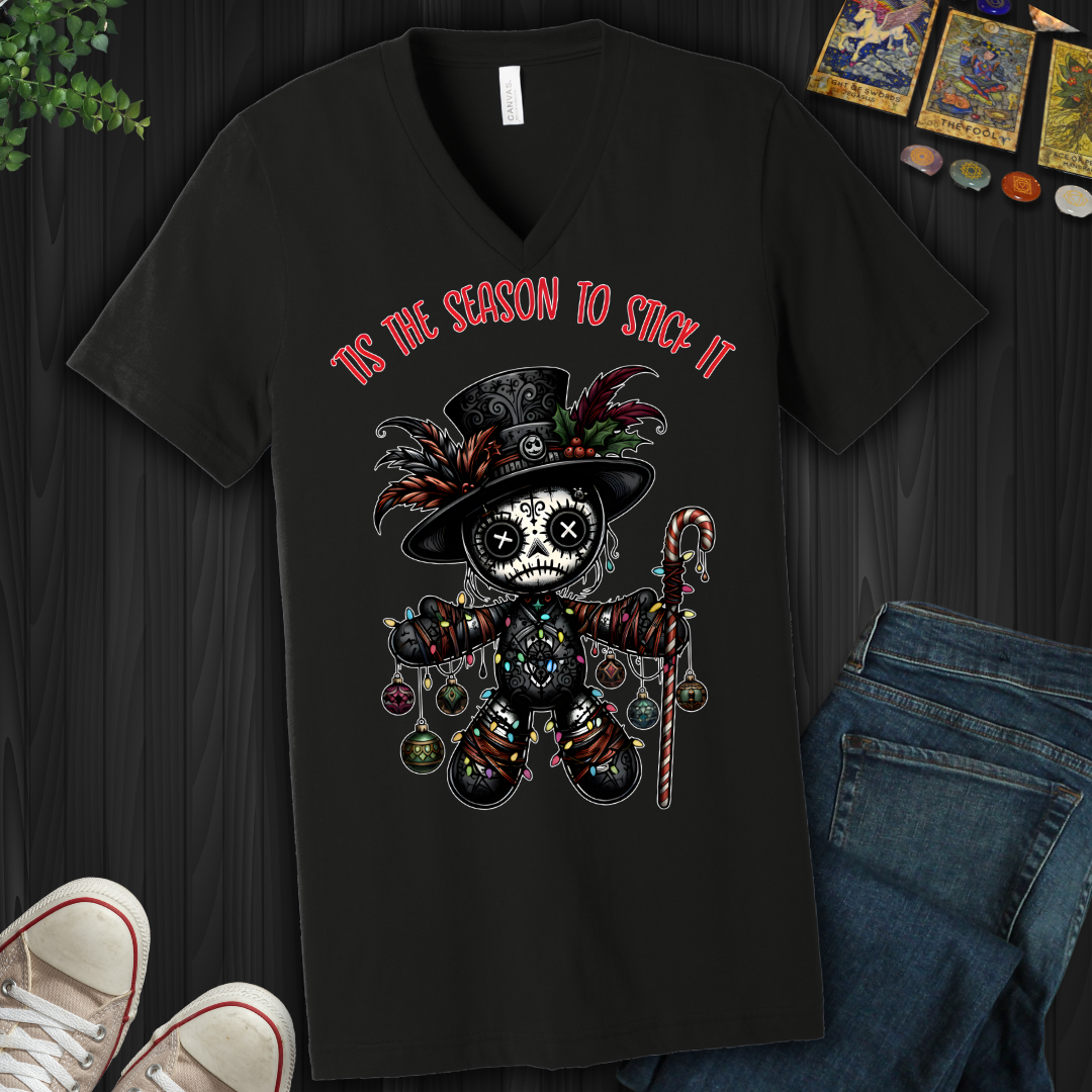 Tis The Season Voodoo Doll  V-Neck Tee